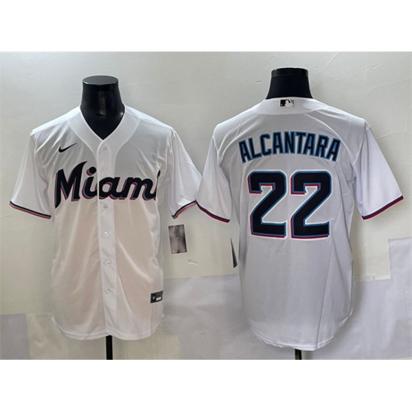 Miami Marlins #22 Sandy Alcantara White Cool Base Stitched Jersey
