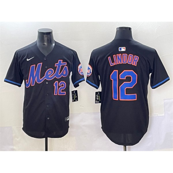 New York Mets #12 Francisco Lindor Black Alternate Limited Stitched Jersey