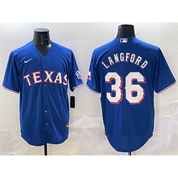 Texas Rangers #36 Wyatt Langford Royal Cool Base Limited Stitched Jersey