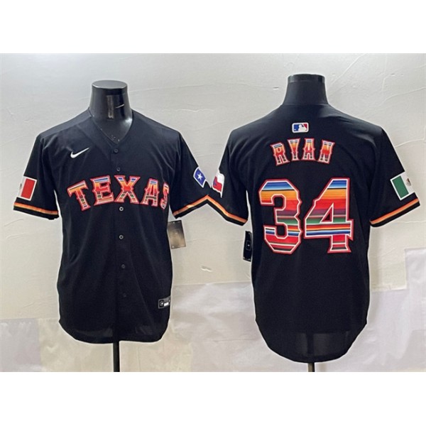 Texas Rangers #34 Nolan Ryan Black Mexico Limited Stitched Jersey