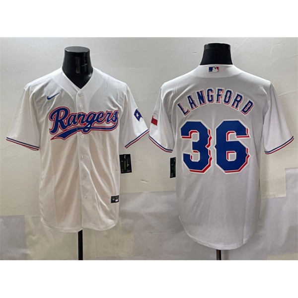 Texas Rangers #36 Wyatt Langford White Cool Base Stitched Jersey
