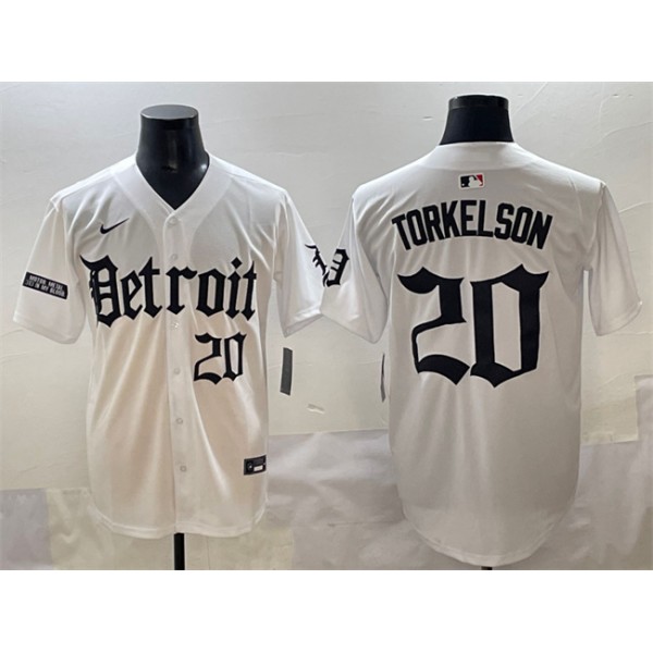 Detroit Tigers #20 Spencer Torkelson White 'Motor Gothic Edition' Vapor Premier Limited Stitched Jersey
