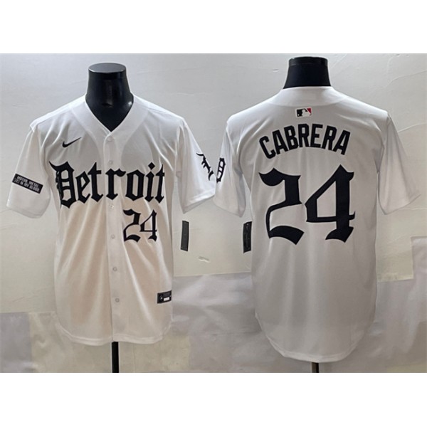 Detroit Tigers #24 Miguel Cabrera White 'Motor Gothic Edition' Vapor Premier Limited Stitched Jersey