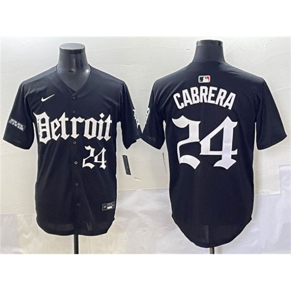 Detroit Tigers #24 Miguel Cabrera Black 'Motor Gothic Edition' Vapor Premier Limited Stitched Jersey