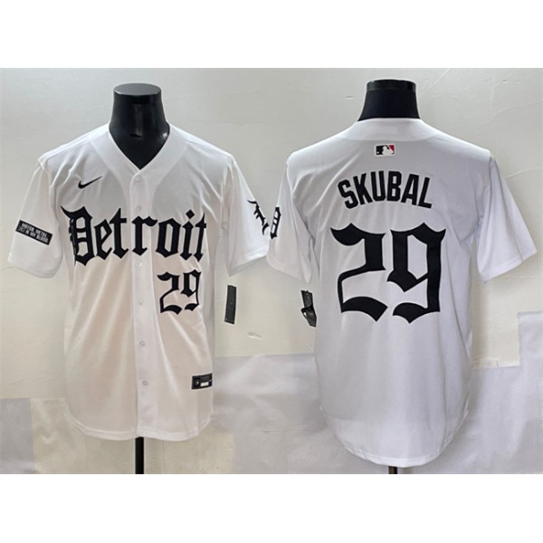 Detroit Tigers #29 Tarik Skubal White 'Motor Gothic Edition' Vapor Premier Limited Stitched Jersey