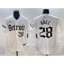 Detroit Tigers #28 Javier Báez White 'Motor Gothic Edition' Vapor Premier Limited Stitched Jersey