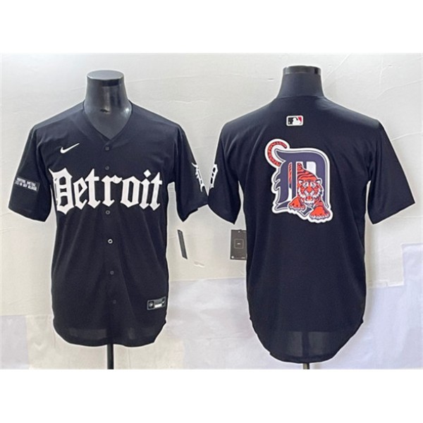 Detroit Tigers Team Big Logo Black 'Motor Gothic Edition' Vapor Premier Limited Stitched Jersey