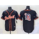 Detroit Tigers Team Big Logo Black With Patch Cool Base Stitched Jersey