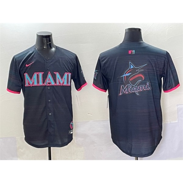 Miami Marlins Team Big Logo Black 2025 City Connect Limited Stitched Jersey
