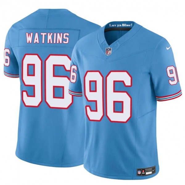 Tennessee Titans #96 Carlos Watkins Blue 2025 F.U.S.E. Throwback Vapor Limited Stitched Jersey