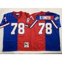 Buffalo Bills #78 Bruce Smith Blue Red Splite Throwback Stitched Jersey