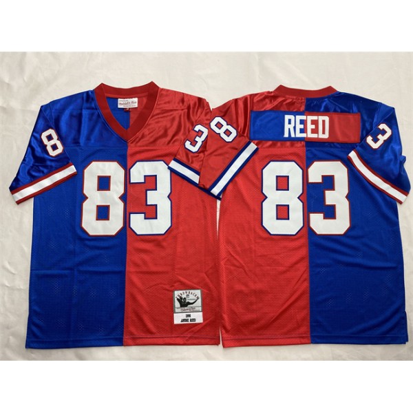 Buffalo Bills #83 Andre Reed Blue Red Splite Throwback Stitched Jersey