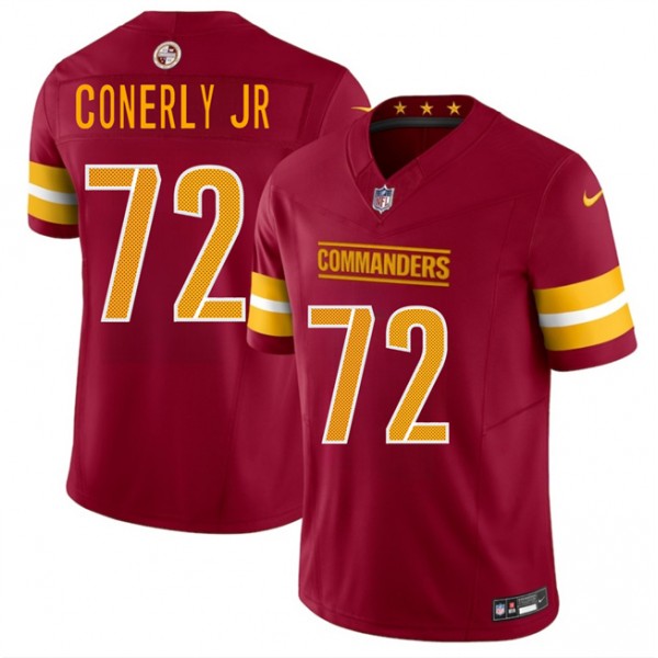 Washington Commanders #72 Josh Conerly Jr Burgundy 2025 Draft F.U.S.E. Vapor Limited Stitched Jersey