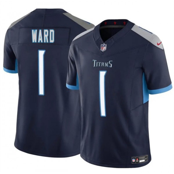 Tennessee Titans #1 Cameron Ward Navy 2025 Draft F.U.S.E. Vapor Limited Stitched Jersey