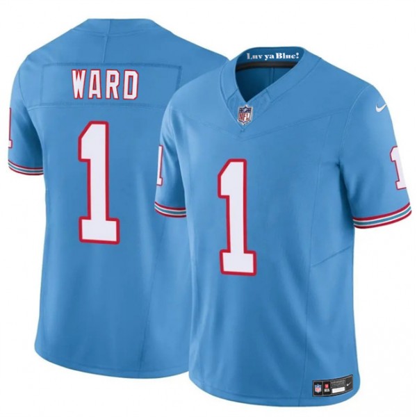 Tennessee Titans #1 Cameron Ward Blue 2025 Draft F.U.S.E. Throwback Vapor Limited Stitched Jersey