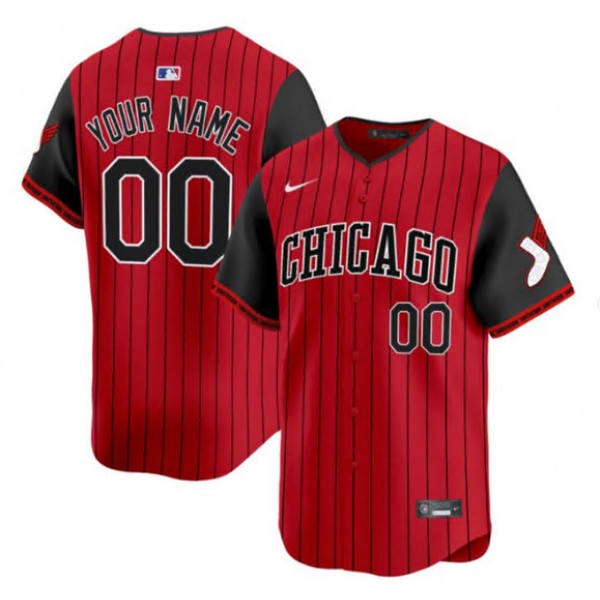 Chicago White Sox Custom Red Black 2025 City Connect Stitched Jersey