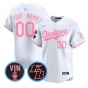 Los Angeles Angels Custom White Pink Stitched Jersey