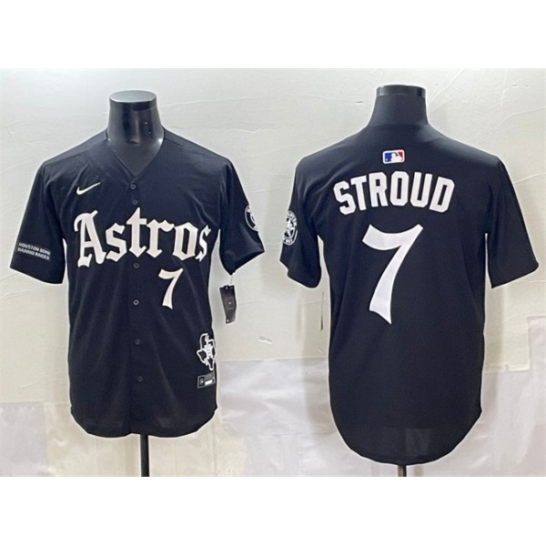 Houston Astros #7 C.J. Stroud Black Gothic 'Houston Born Barrio Raised' Limited Stitched Jersey