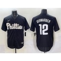 Philadelphia Phillies #12 Kyle Schwarber Black Lights Out Limited Stitched Jersey