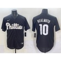 Philadelphia Phillies #10 J.T. Realmuto Black Lights Out Limited Stitched Jersey