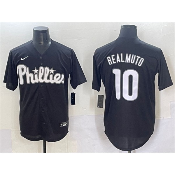 Philadelphia Phillies #10 J.T. Realmuto Black Lights Out Limited Stitched Jersey