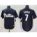 Philadelphia Phillies #7 Trea Turner Black Lights Out Limited Stitched Jersey