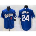 Los Angeles Dodgers Front #8 Back #24 Kobe Bryant Blue Gold Cool Base Stitched Jersey