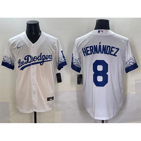 Los Angeles Dodgers #8 Enrique Hernández White City Connect Cool Base Stitched Jersey