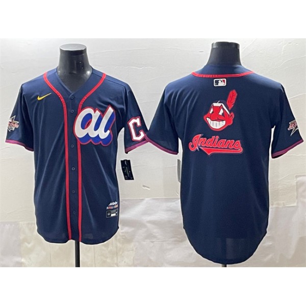 American League Cleveland Guardians Team Big Logo Navy 2025 All-Star Edition Limited Stitched Jersey