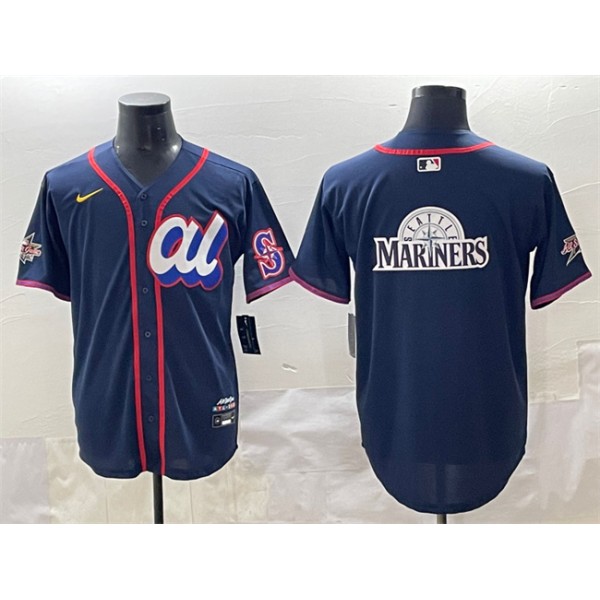 American League Seattle Mariners Team Big Logo Navy 2025 All-Star Edition Limited Stitched Jersey