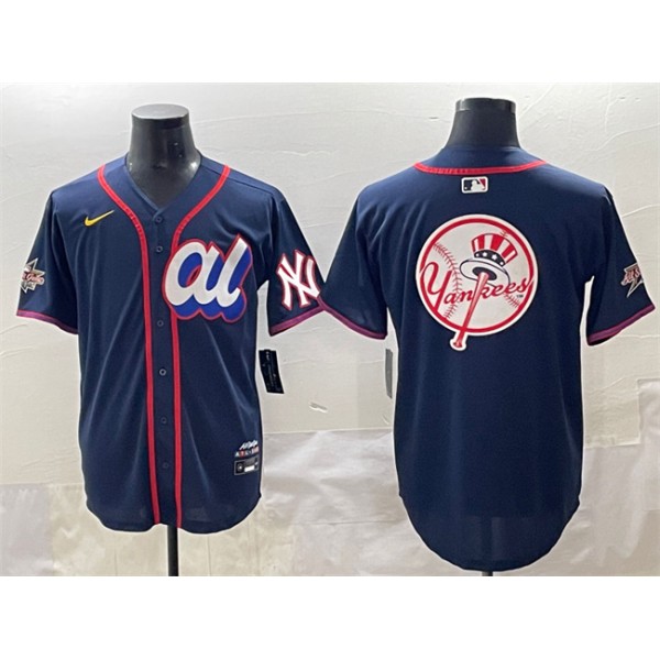 American League New York Yankees Team Big Logo Navy 2025 All-Star Edition Limited Stitched Jersey