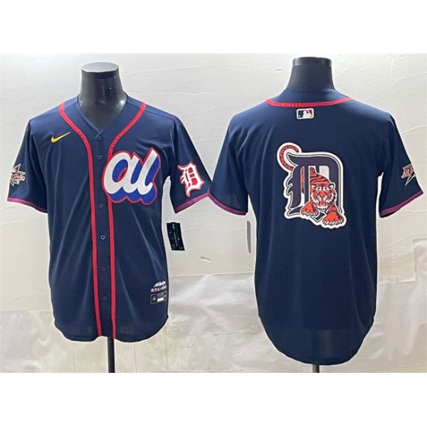American League Detroit Tigers Team Big Logo Navy 2025 All-Star Edition Limited Stitched Jersey