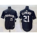 Pittsburgh Pirates #21 Roberto Clemente Black 'Gothic Steel City Edition' Vapor Limited Stitched Jersey