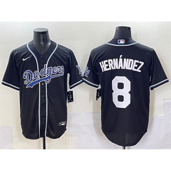 Los Angeles Dodgers #8 Enrique Hernández Black Fashion Stitched Jersey