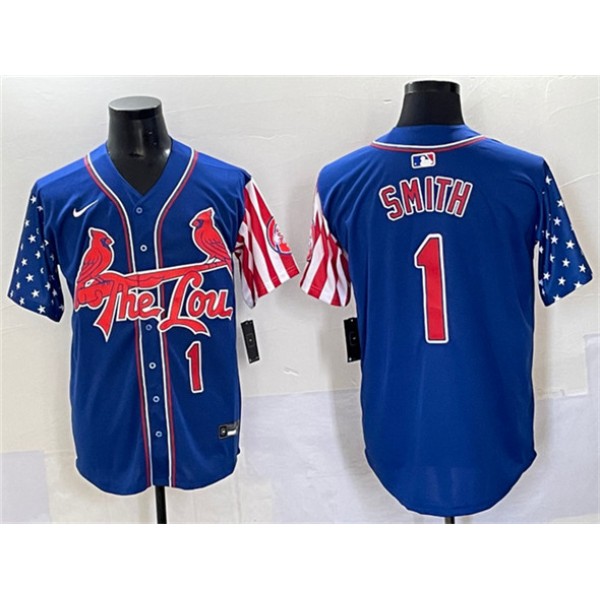 St. Louis Cardinals #1 Ozzie Smith Royal Independence Day Vapor Premier Limited Stitched Jersey
