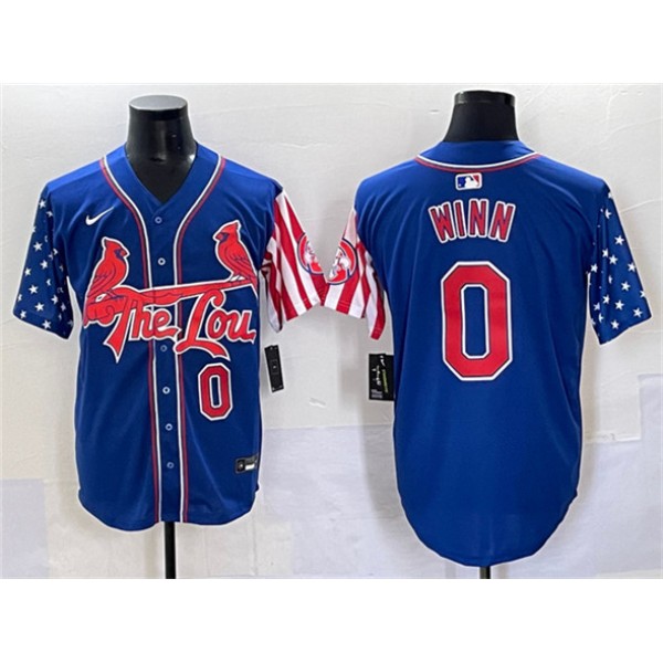 St. Louis Cardinals #0 Masyn Winn Royal Independence Day Vapor Premier Limited Stitched Jersey