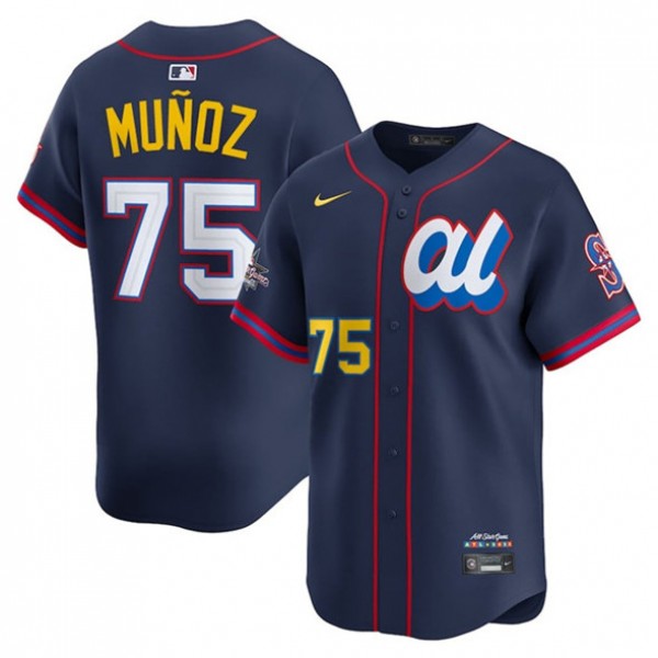 American League #75 Andrés Mu?oz Navy 2025 All-Star Edition Limited Stitched Jersey