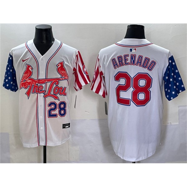 St. Louis Cardinals #28 Nolan Arenado White Independence Day Vapor Premier Limited Stitched Jersey