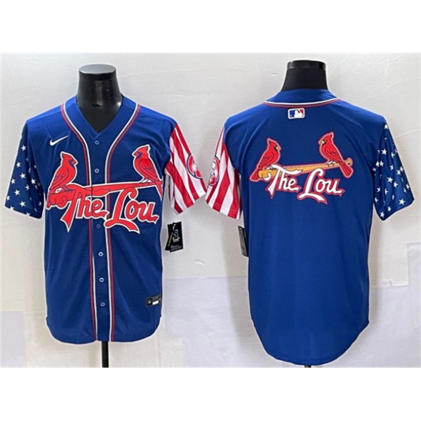 St. Louis Cardinals Team Big Logo Royal Independence Day Vapor Premier Limited Stitched Jerseys
