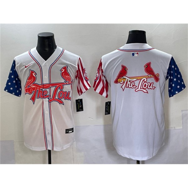 St. Louis Cardinals Team Big Logo White Independence Day Vapor Premier Limited Stitched Jersey