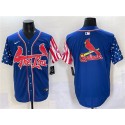 St. Louis Cardinals Team Big Logo Royal Independence Day Vapor Premier Limited Stitched Jersey