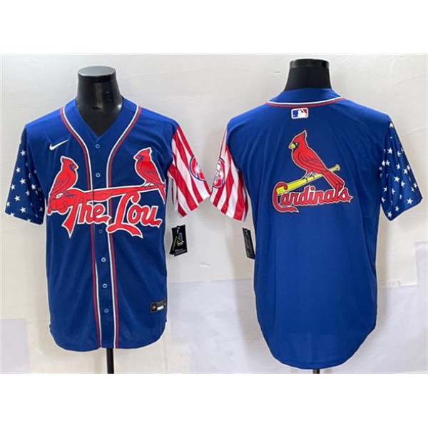 St. Louis Cardinals Team Big Logo Royal Independence Day Vapor Premier Limited Stitched Jersey