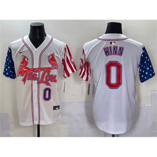 St. Louis Cardinals #0 Masyn Winn White Independence Day Vapor Premier Limited Stitched Jersey