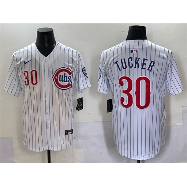 Chicago Cubs #30 Kyle Tucker White Pinstripe 2nd Alternate Limited Stitched Jersey