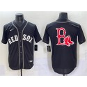 Boston Red Sox Team Big Logo Black Lights Out Limited Stitched Jersey