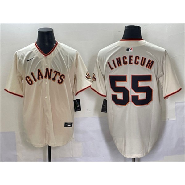 San Francisco Giants #55 Tim Lincecum Cream 2024 Home Limited Stitched Jersey
