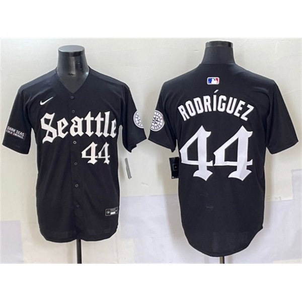 Seattle Mariners #44 Julio Rodríguez Black 'Deep Sea Gothic Edition' Vapor Premier Limited Stitched Jersey
