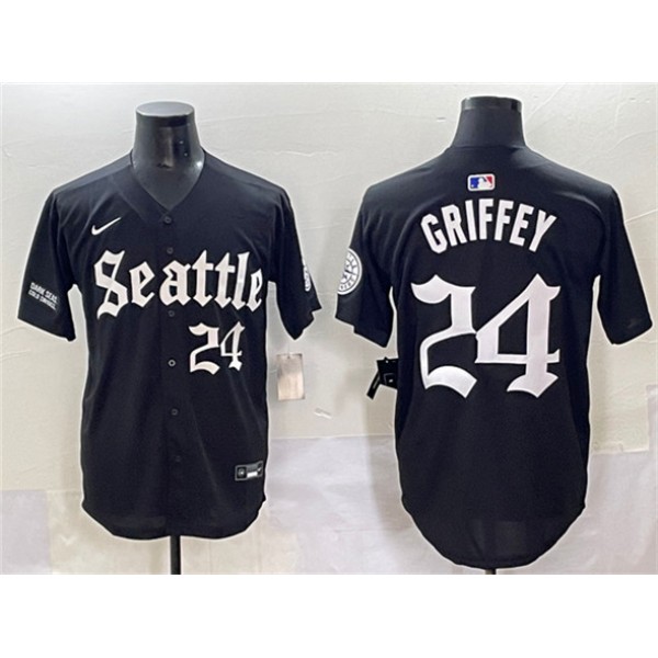 Seattle Mariners #24 Ken Griffey Jr. Black 'Deep Sea Gothic Edition' Vapor Premier Limited Stitched Jersey