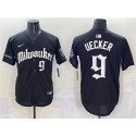 Milwaukee Brewers #9 Bob Uecker Black 'Gothic 414 Shadows Edition' Vapor Premier Limited Stitched Jersey