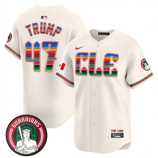 Cleveland Guardians #47 Donald Trump Cream Mexico Vapor Premier Limited Stitched Jersey